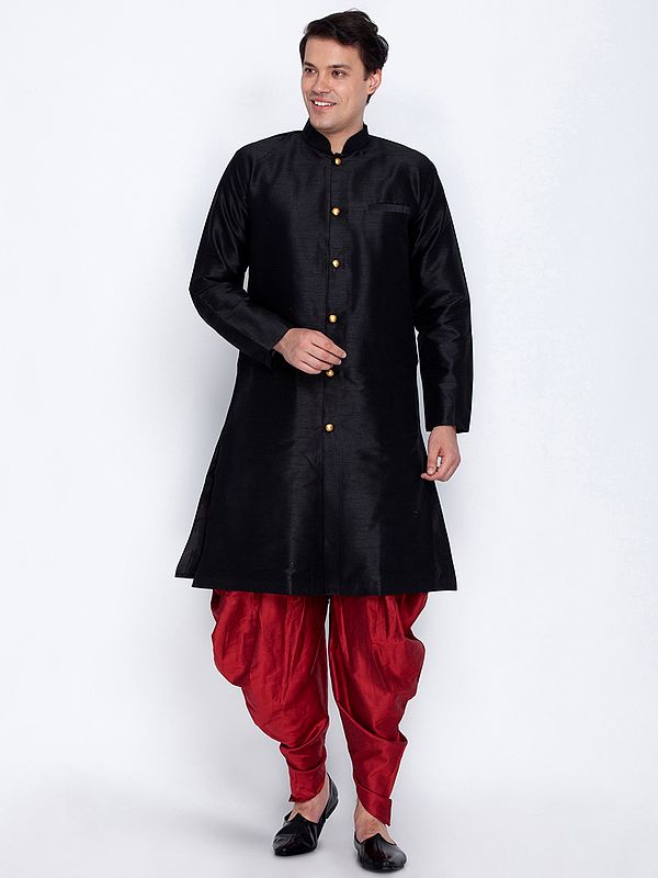 Silk Blend Light Weight Sherwani With Patiala Pajama