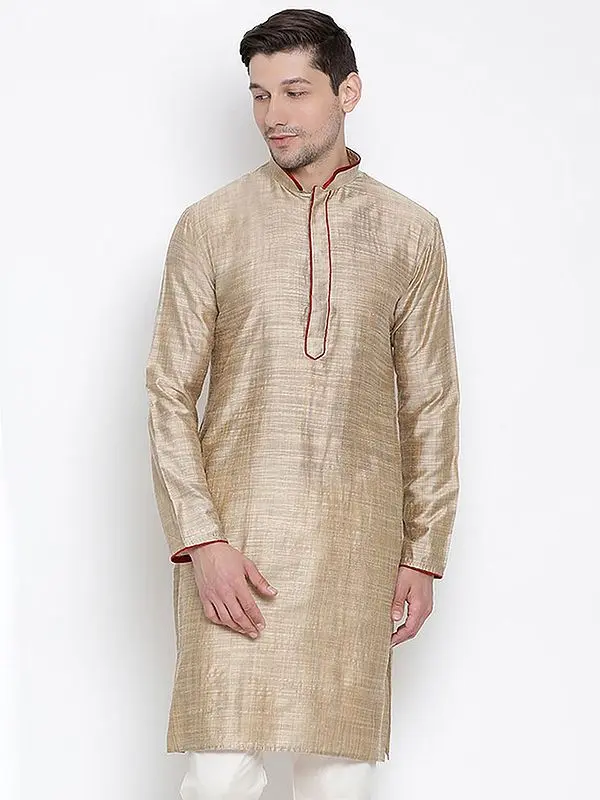 Cotton Silk Self Design Straight Kurta