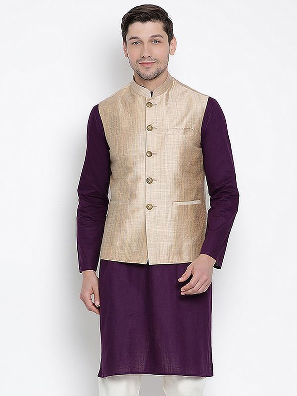 Cotton Silk Two-Tone Nehru Jacket