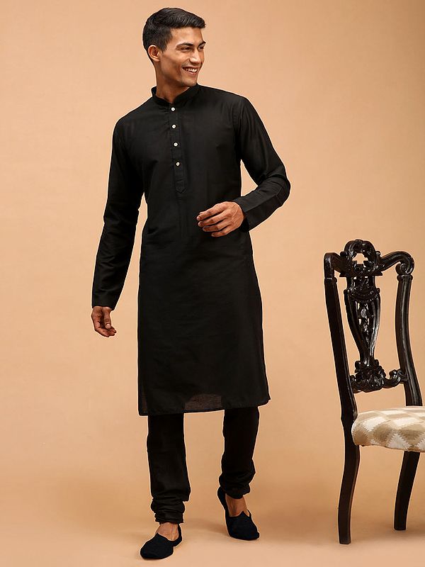Viscose Plain Knee Length Kurta With Churidar Pajama