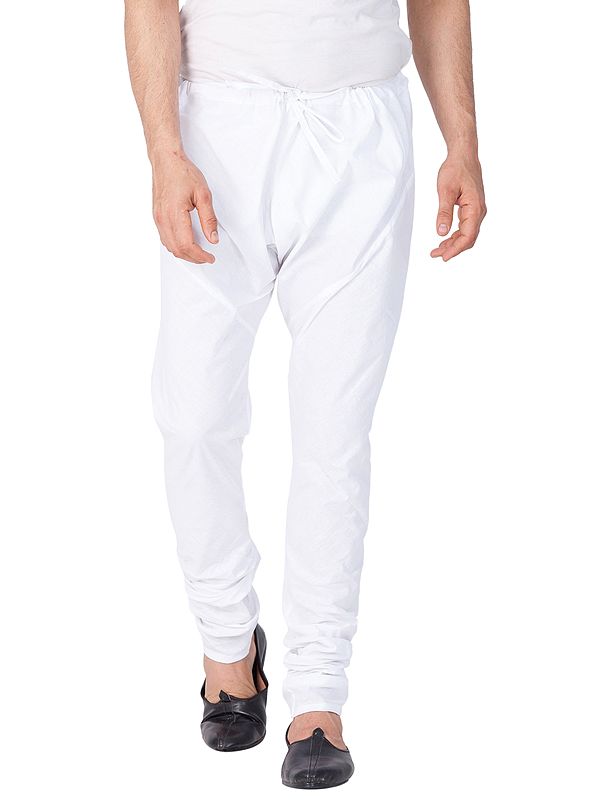 White Pure Cotton Plain Chudidar Pajama