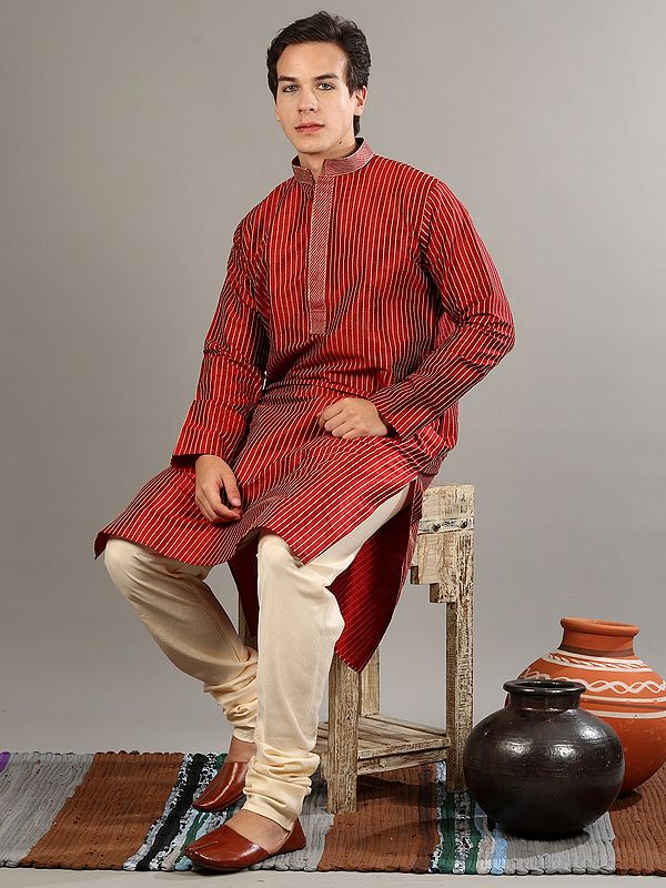 Art Silk Thread Work Elegant Kurta-Pajama Set