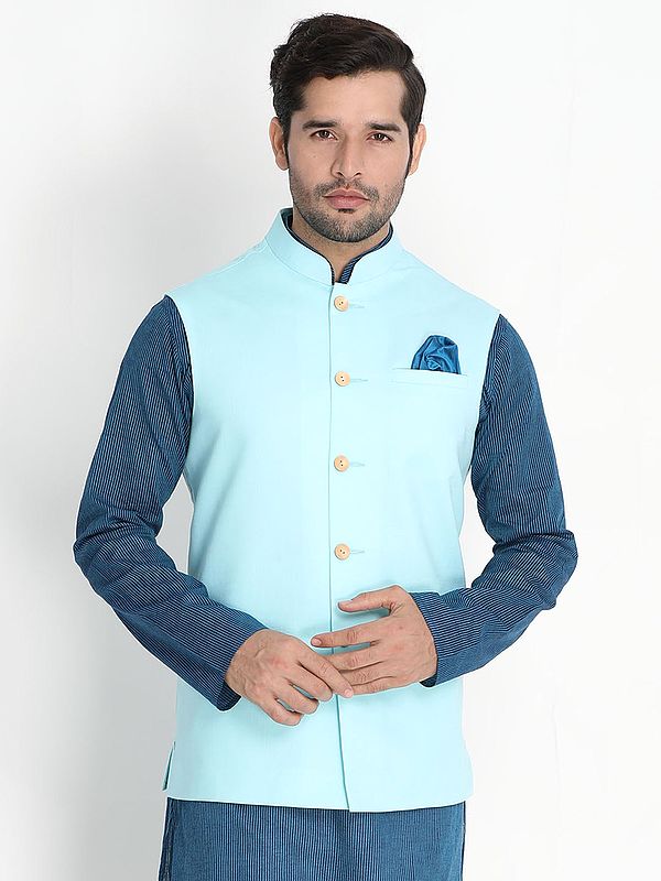 Cotton Linen Blend Men’s Modi Jacket with Wood Buttons