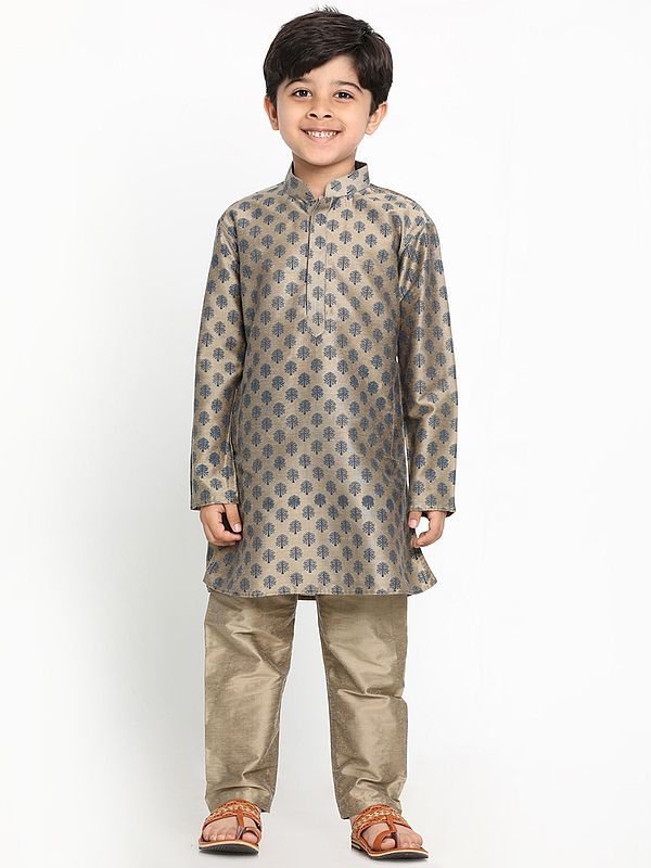 Cotton Blend Tree Butti Pattern Printed Kurta Pajama
