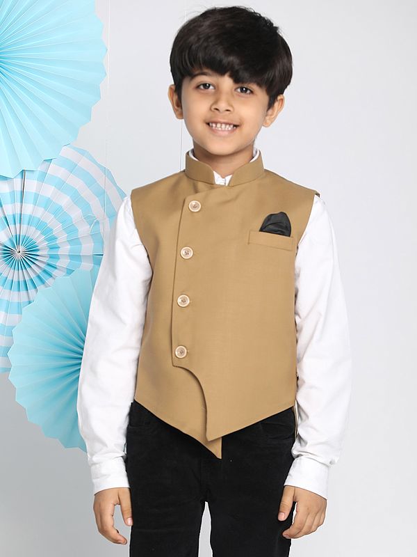 Cotton Blend Angrakha Style Nehru Jacket