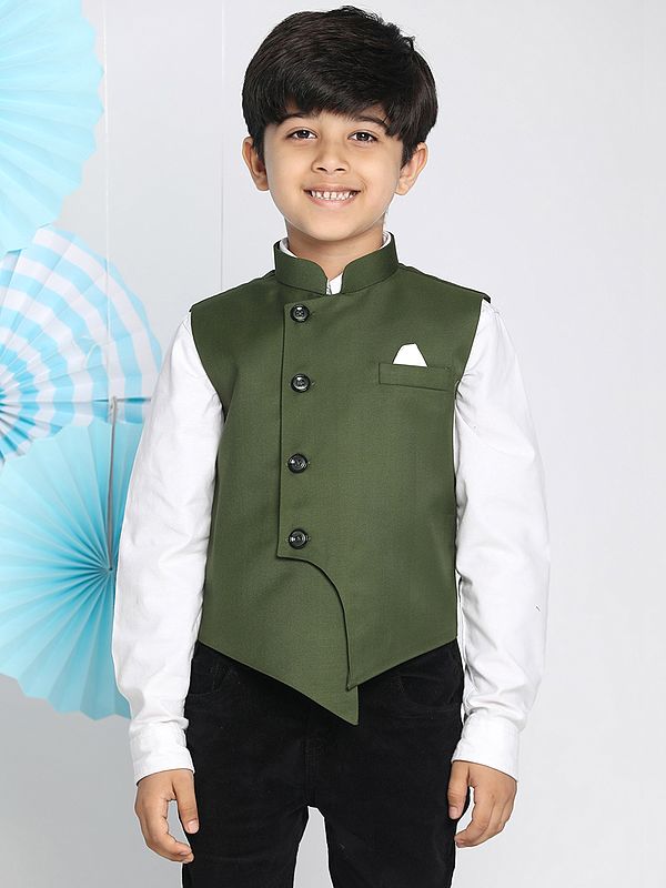 Cotton Blend Angrakha Style Nehru Jacket