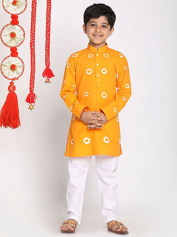 Tie-Dye Pattern Pure Cotton Kurta With Cotton White Pajama