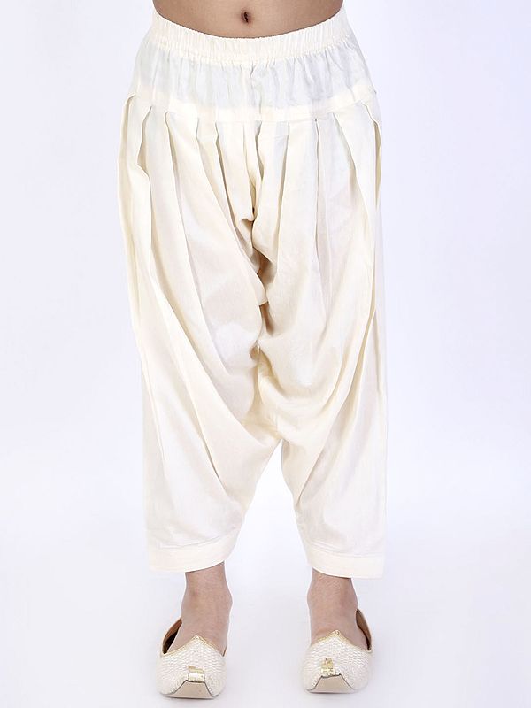 Cotton Blend Elastic-Waist Patiala Style Pant
