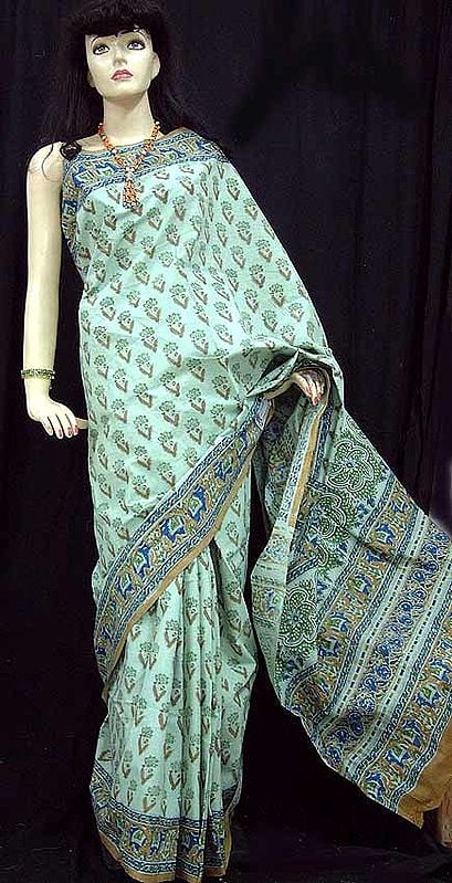 Bagru Print Vegetable Sari