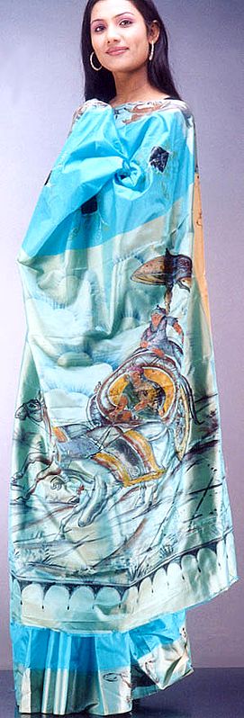 Bengal Hand-Painted Designer Sari