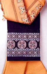 Black and Brown Cotton Salwar Suit with Embroidery