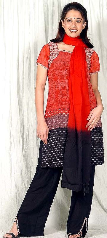 Black and Red Suit with Parallel Salwar
