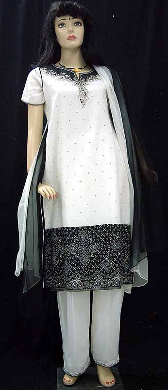 Black and White Georgette Suit