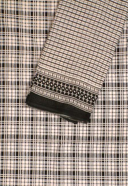 Black and White Handloom Suit with Checks