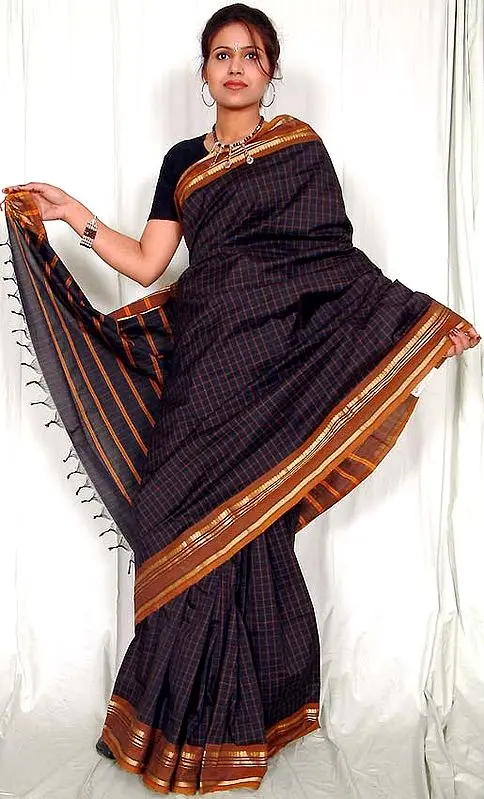 Black Canjeevaram Sari