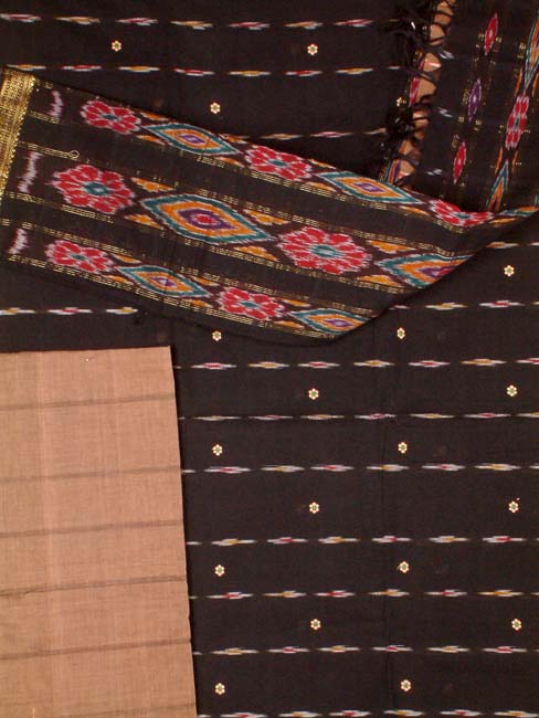 Black Coimbatore Cotton Suit with Patola Weave