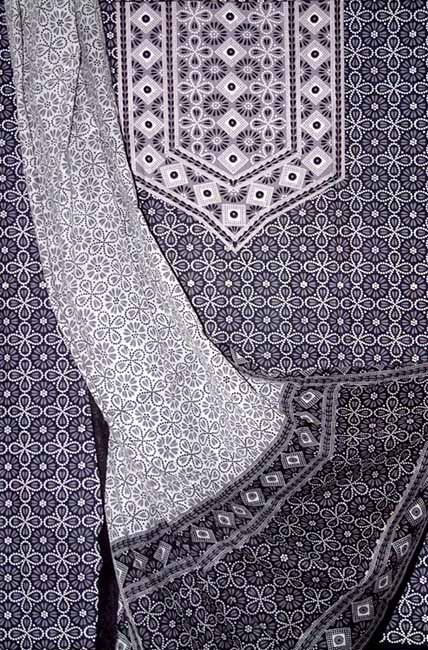 Black Floral Print Cotton Salwar Suit Set