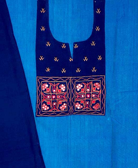 Blue South Cotton Suit with Thread Work