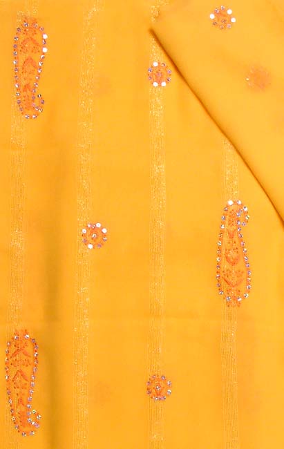 Bright-Yellow Georgette Suit with Sequins and Embroidery