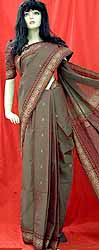 Brown Double Shade South Cotton Sari