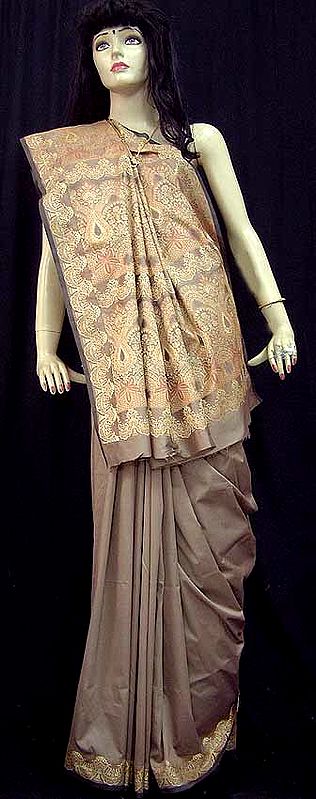 Brown Woven Polysilk Sari