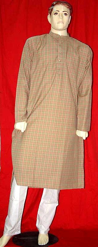 Cotton Kurta Pyjama with Checks