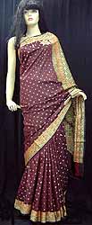 Dark Maroon Banarasi Silk Sari