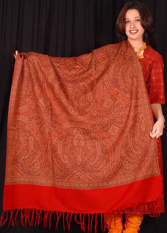 Deep Red Jamawar Shawl