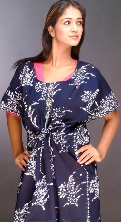 Deep-Blue Batik Kaftan