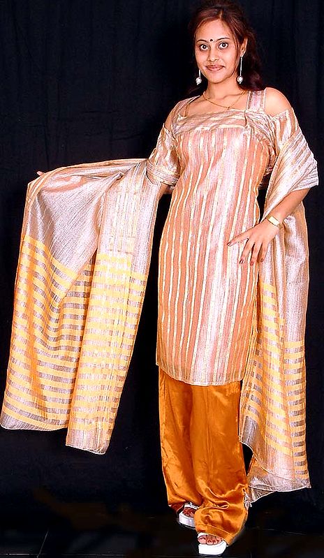 Designer Kora Silk Suit with Satin Salwaar