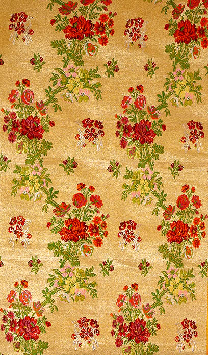 Flax-Yellow Background Hand-woven Floral Brocade