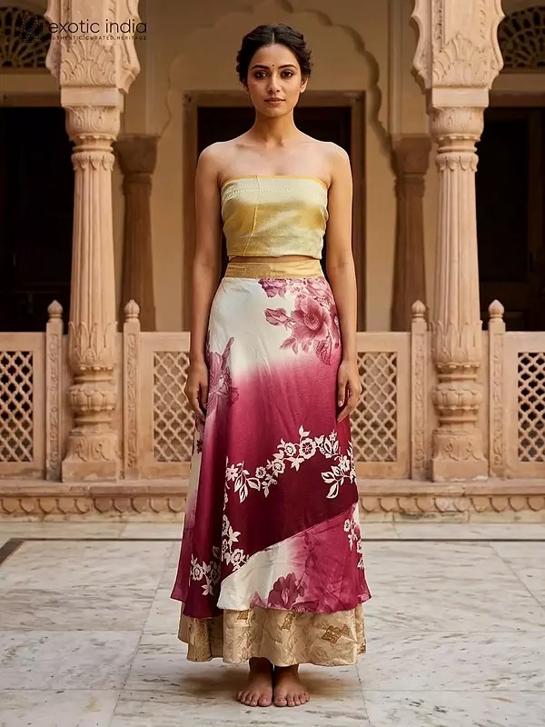 Reversible Wrap Around Silk Printed Skirt
