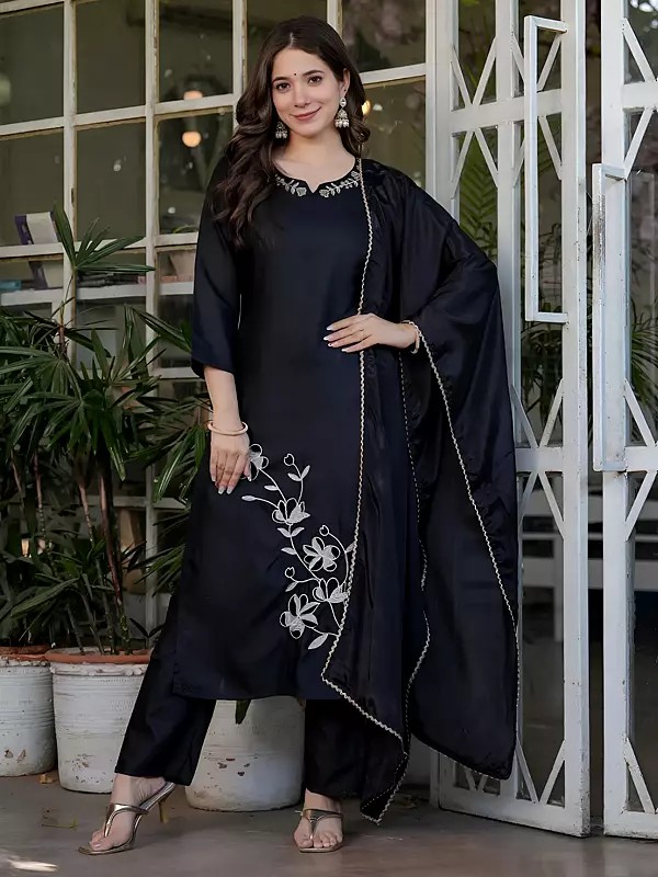Rayon Floral Embroidery Work Viscose Salwar Suit With Dupatta For Casual Occasion