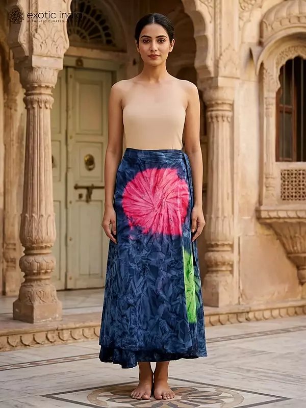 Long Wrap Skirt with Batik Tie-Dye Design