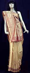 Golden Banarasi Silk Sari