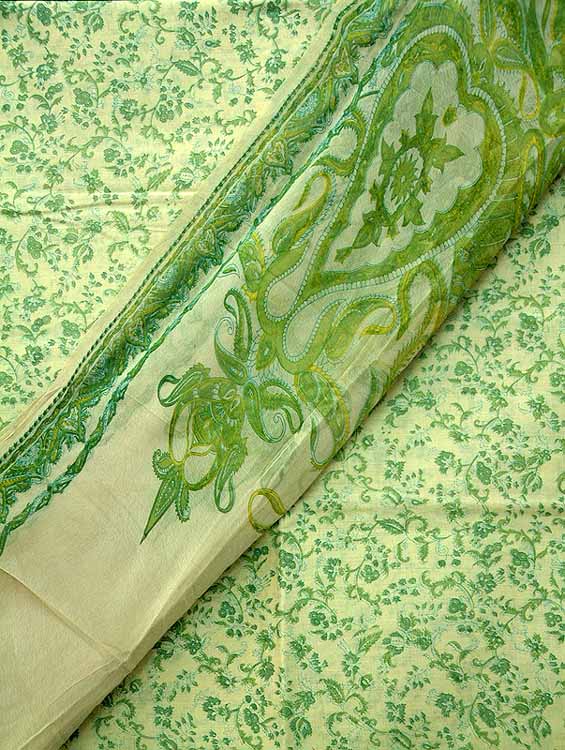 Green Cotton Floral Print Suit Set