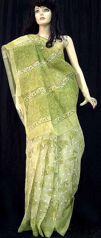 Green Organza Sari