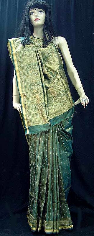 Green Party Wear Pure Silk Sari