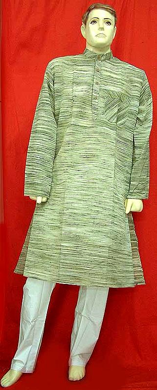 Greenish Khadi Kurta Pyjama Set