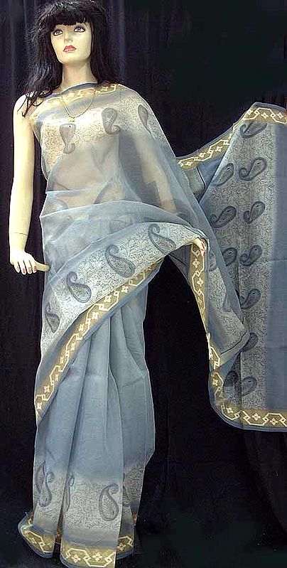 Grey Organza Sari