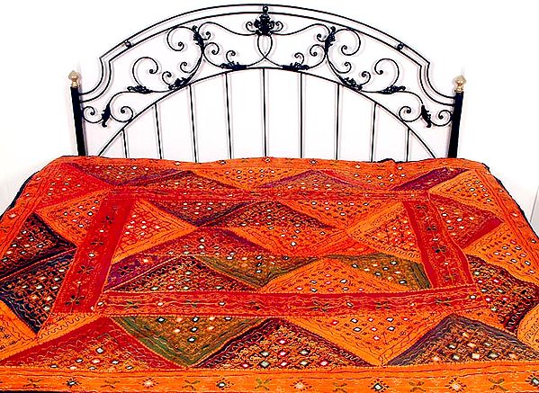 Gujarati Bedcover with Mirror Work