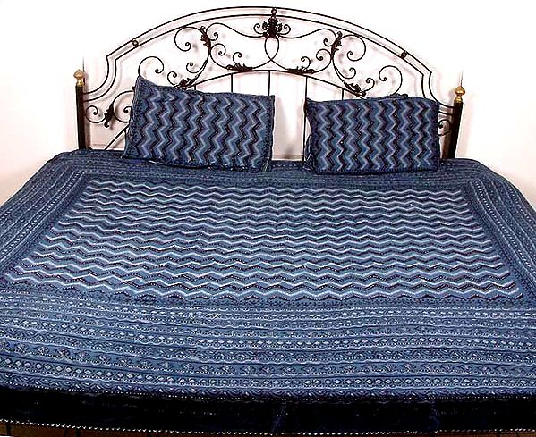 Gujarati Kantha Bedspread with Cushion Covers