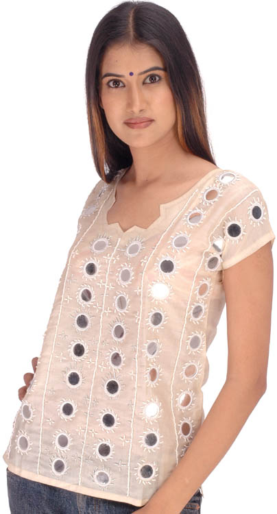 Ivory Top with Beads and Mirrors