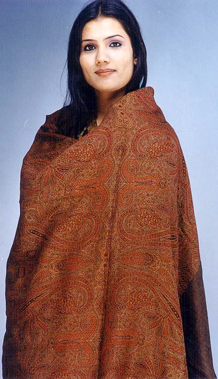 Jamawar Shawl with Plain Border