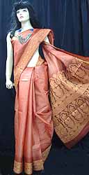Light Brown  Raw Silk Sari