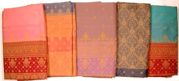 Lot of Five Banarasi Saris