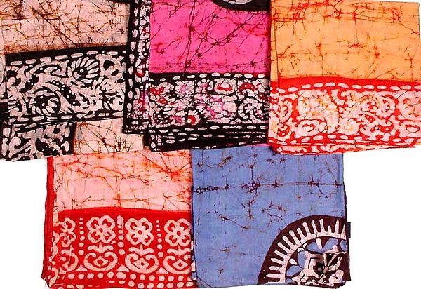Lot of Five Batik Scarves