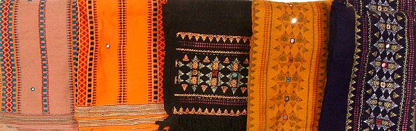 Lot of Five Shawls from Garhwal with Mirror Work