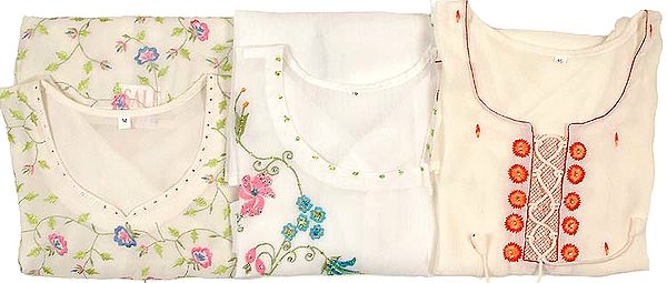 Lot of Three Embroidered Tops with Stoles