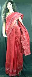 Maroon Bengal Cotton Sari